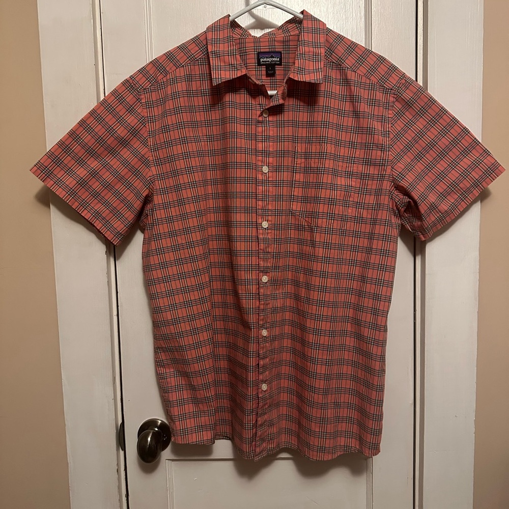 Patagonia Red and Black Casual Button Down Shirt